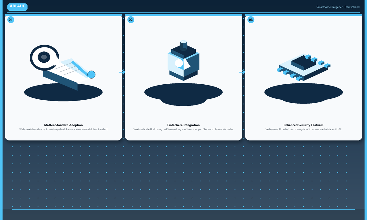 Ablauf: Matter-Standard Adoption → Einfachere Integration → Enhanced Security Features